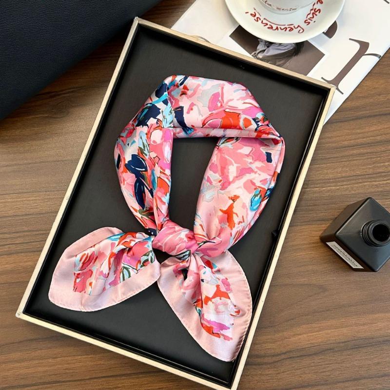 Polka Dot Silk Scarf Square Scarf High-end New Versatile Decorative Scarf Scarf Scarf Neck Cashew Flower Scarf Shawl Can Be Used As a Tube Top
