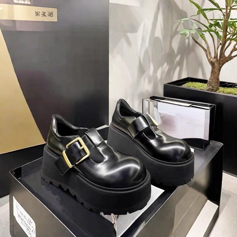 Women's Shoes 2024 Autumn Muffin Thick Bottom Fashion One Word Buckle Strap British Style Mary Jane Single Shoes Female