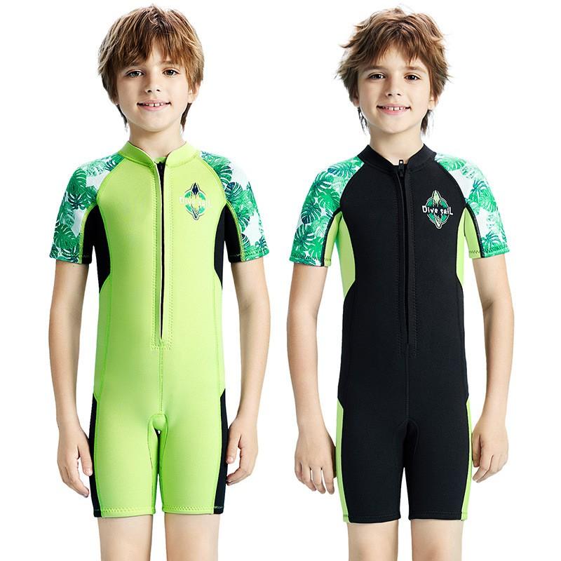 2.5mm Kids Boys Short Sleeve Full Wetsuit Snorkeling Diving Surfing Warm Water Sports
