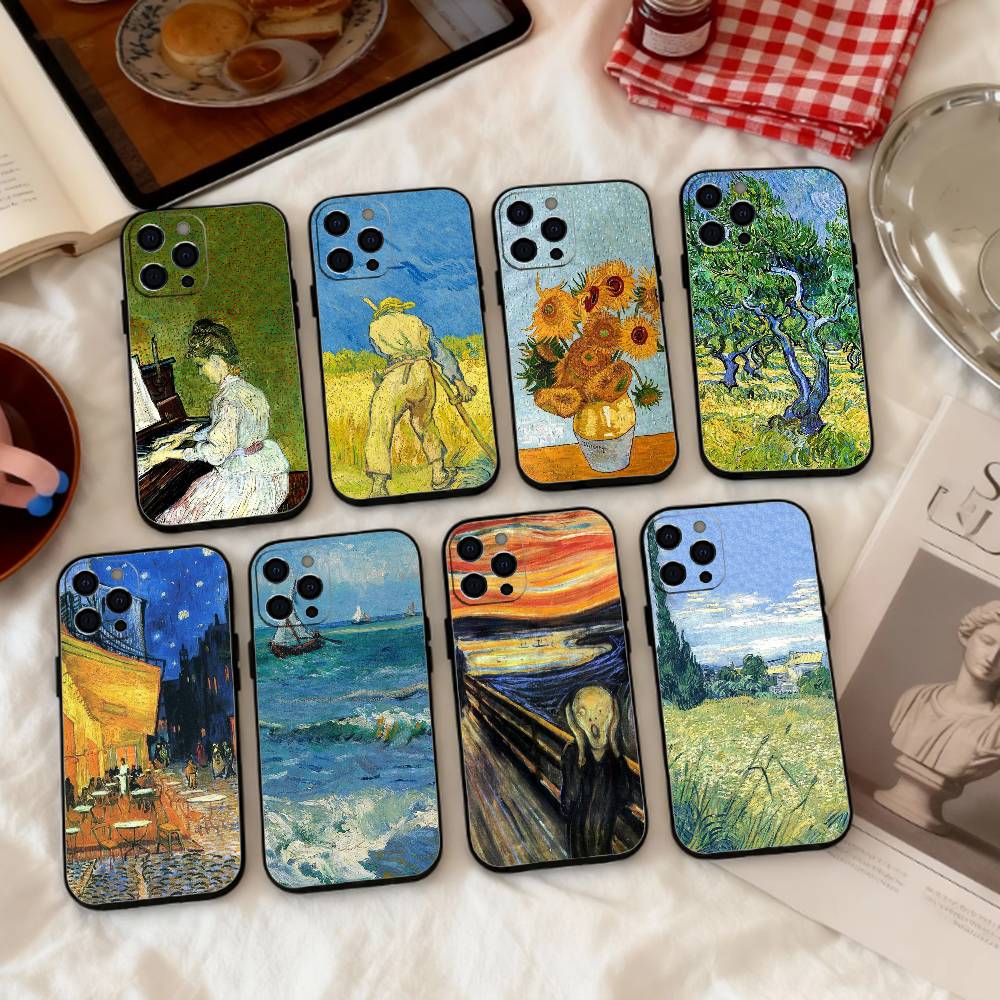 Vincent V-Van Gogh Oil Painting Phone Case Silicone Soft For IPhone 17 16 15 14 13 12 11 X XR Plus Pro Max Plus