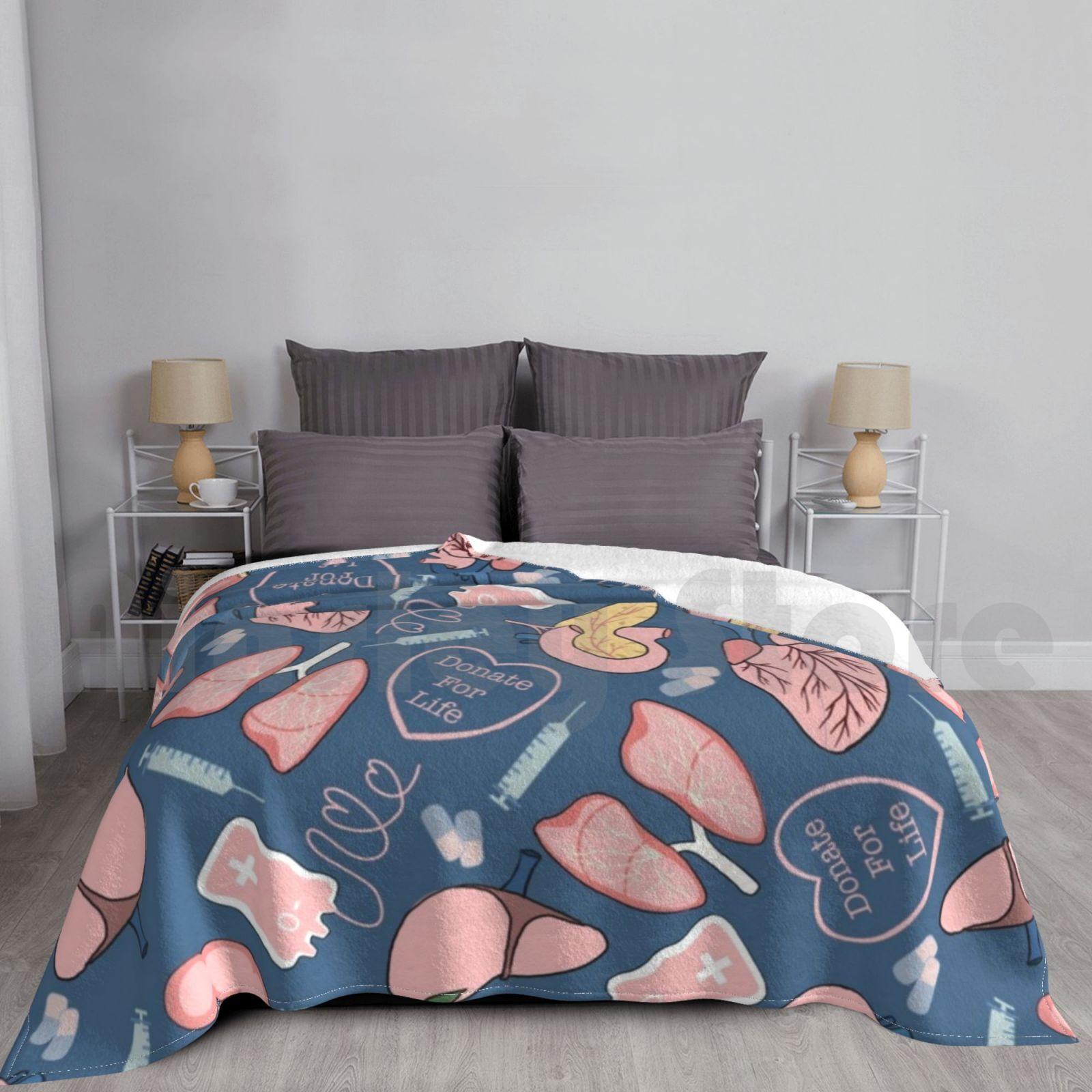 Donate For Life Blanket For Sofa Bed Travel Organ Donation Surgery Heart Liver Kidney Pancreas Blood Donation Size: 75*100cm, Weight: 230 GSM
