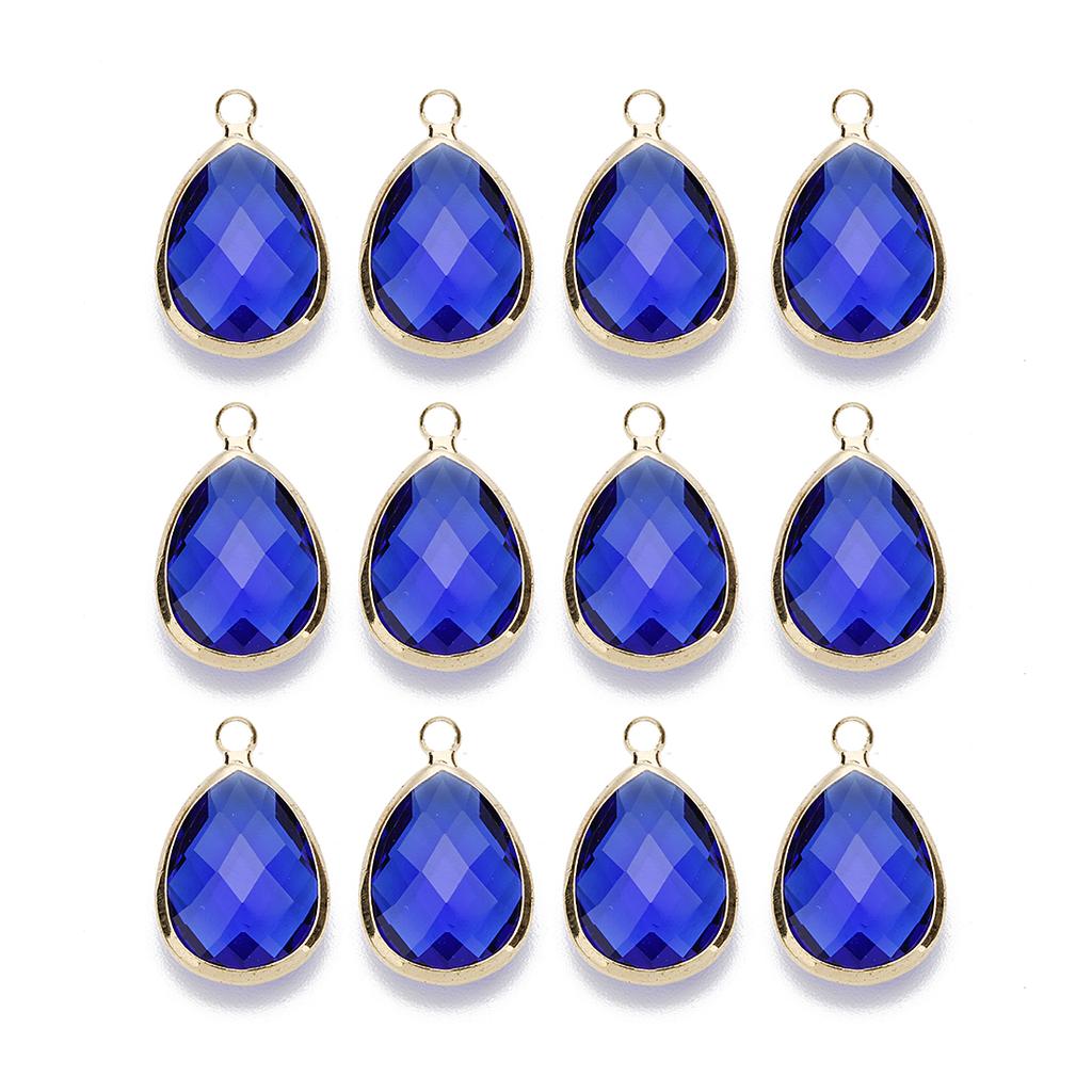6Pcs Glass Droplet Shape Pendant with Gold Border High Quality Pendant For DIY Necklace Earrings Jewelry Accessories Supplies