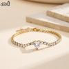 EFFIE QUEEN Edelstahl 18 Karat Gold Herzschliff Zirkonia Tennisarmband Romantischer Schmuck für Frauen Hochzeitsfeier STKB03
