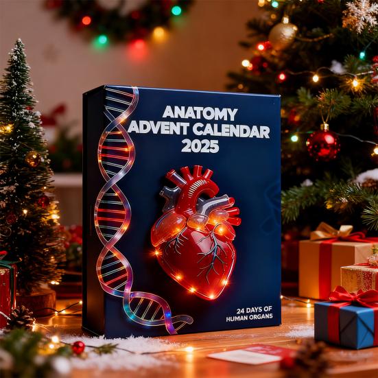 Anatomy Advent Calendar 24 Days Body Parts Countdown Calendar Gift Box with 24 Miniature Organ Acrylic Hanging Ornament Nurses Anatomy Lovers Gift