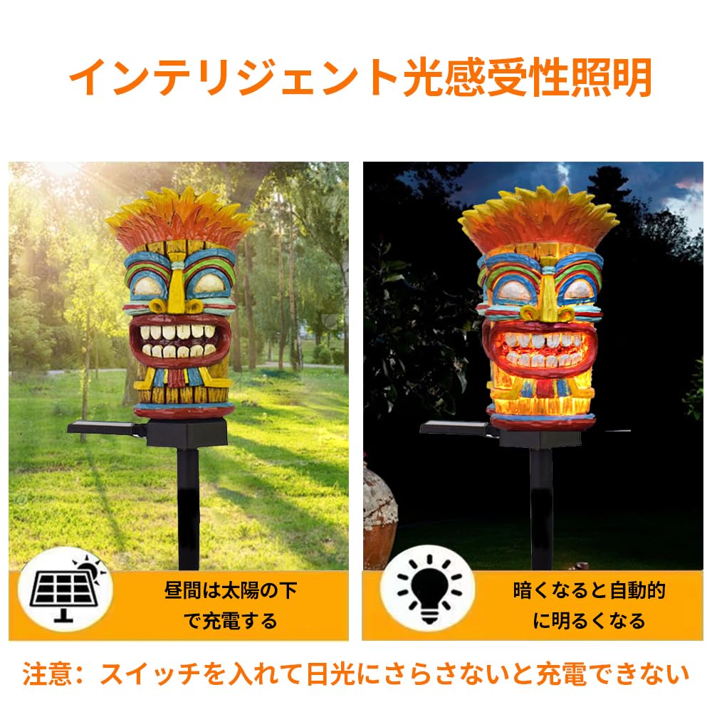 YZYOE LED solar wild man outdoor atmosphere decorative cute resin wild man head garden landscape light, light, light.