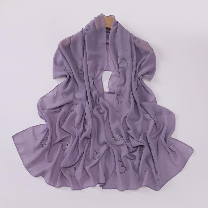 High Quality Chiffon Long Scarf With Heart Star Rhinestone Ethnic Headscarf
