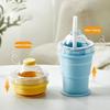 2 In 1 Foldable Silicone Ice Ball Maker Drinking Cup Build-in Straw Ice Ball Mold Travel Mug Portable for Juice &Cocktails Summer Kitchen Tools