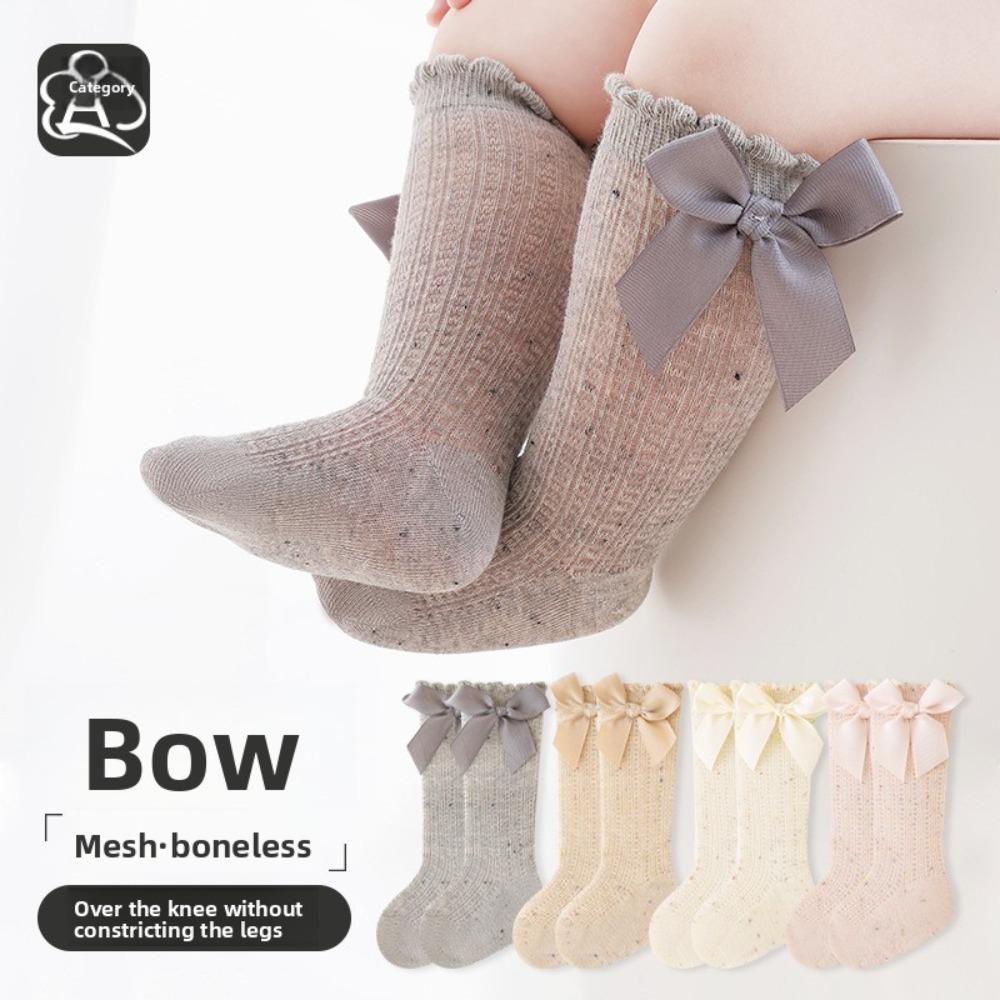 Summer Thin Mesh Baby Socks, A Class Cotton Newborn Socks with Big Bow Ruffle Edge Infant Toddler Socks