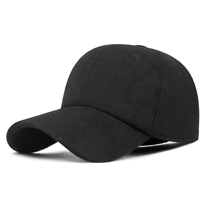 Mens Winter Warm Wool Baseball Cap with Ear Flaps Adjustable Hat