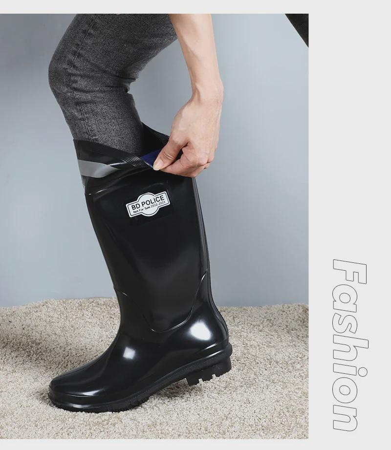 2025 Men's Waterproof Non-Slip High-Top Mining Boots with Thick Soles and Reflective Strips for Coal Mine Protection