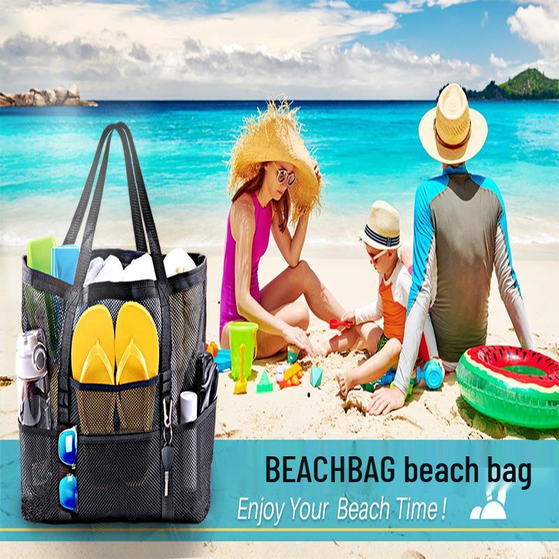 Foldable Mesh Beach Bag - Multifunctional Swim & Toiletries Storage
