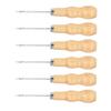 10Pcs Leather Sewing Awl Wooden Handle 125mm Length Hand Tool Set Kit for Repairing DIY