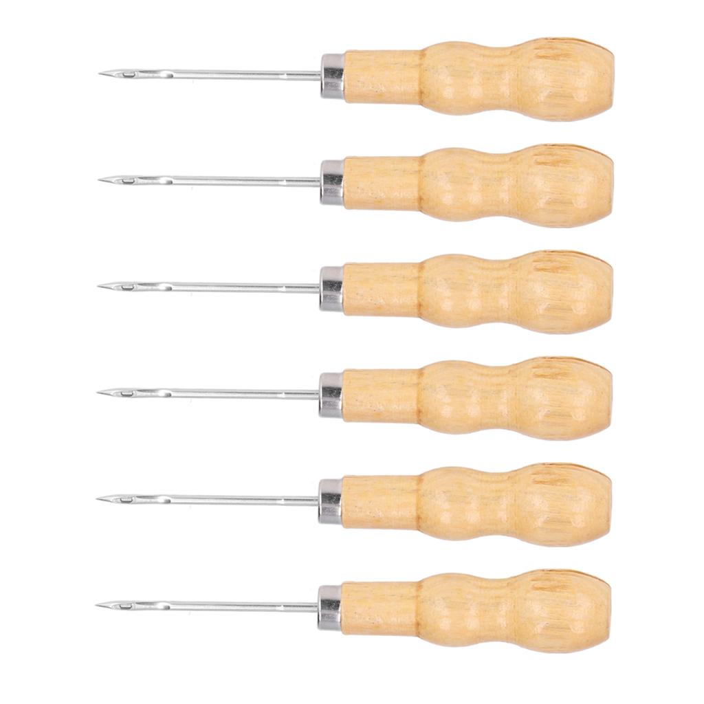 10Pcs Leather Sewing Awl Wooden Handle 125mm Length Hand Tool Set Kit for Repairing DIY