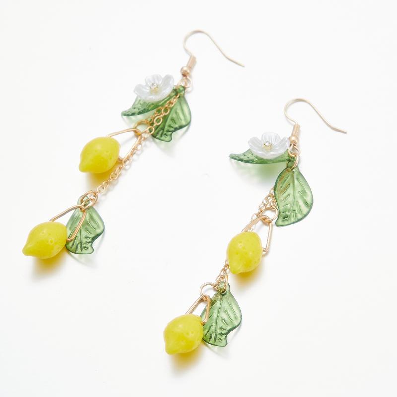 able Creative Cute Lemon Pendant Fruit Food Earrings for Women Girls for Summer Vacation Fruits Ear Hooks Drop Earring