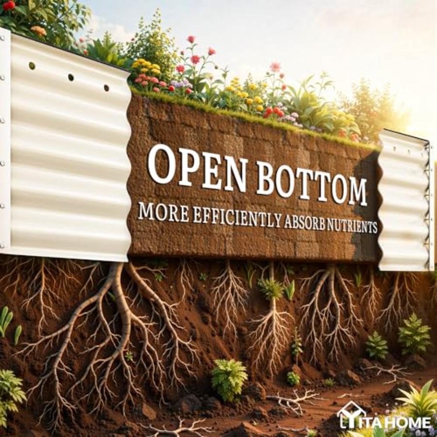 17 Tall 9 in 1 Large Raised Garden Bed Kit 8x2x1.4ft Galvanized Metal Planter Box with Gloves Safety Rubber Outdoor Above Groun