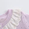 Baby Girl INS Style Hollow Knit Cardigan with Doll Collar - Spring/Autumn Long Sleeve Sweater