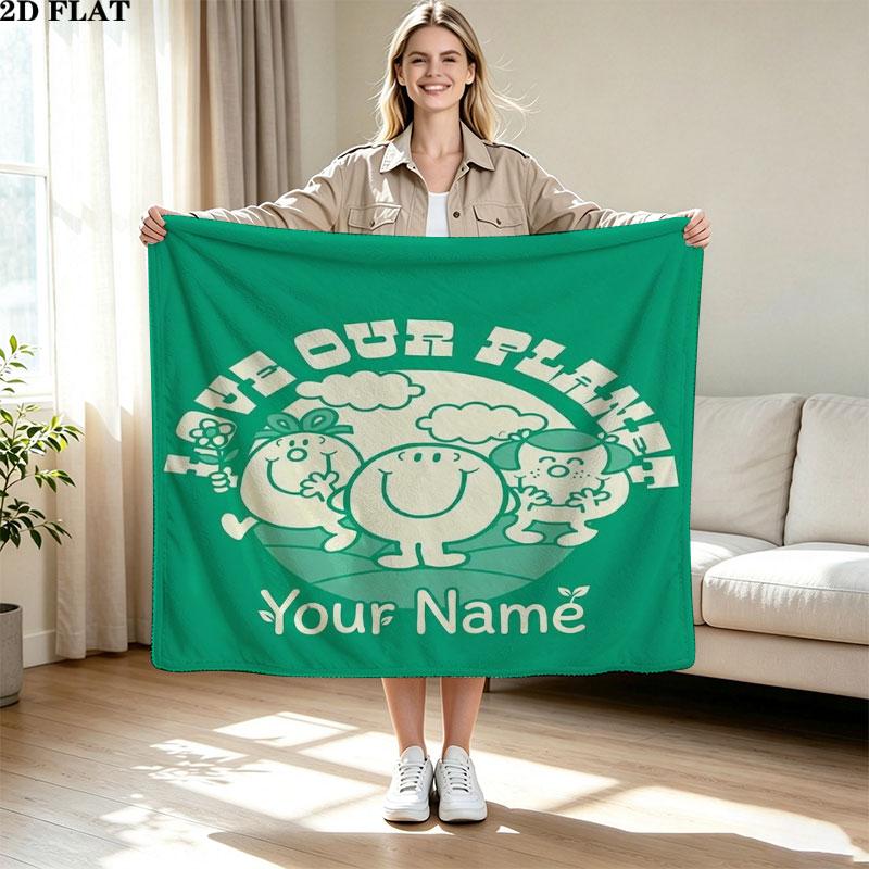 1PC Mr. Men Little Miss Custom Name Patterned Flannel Blanket Suitable For All Seasons for Home Decor Warmth and Comfort Gifts Holiday Present