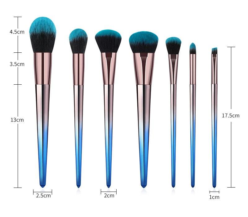 7Pcs/set High-grade Nylon Bristles Makeup Brush Diamond-shaped Handle Brush Set Eyeshadow Brush Cosmetic Tools