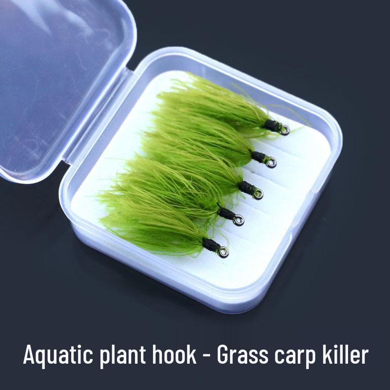 Imitation Algae Fly Fishing Hook for Grass Carp & Crucian Carp Size 8