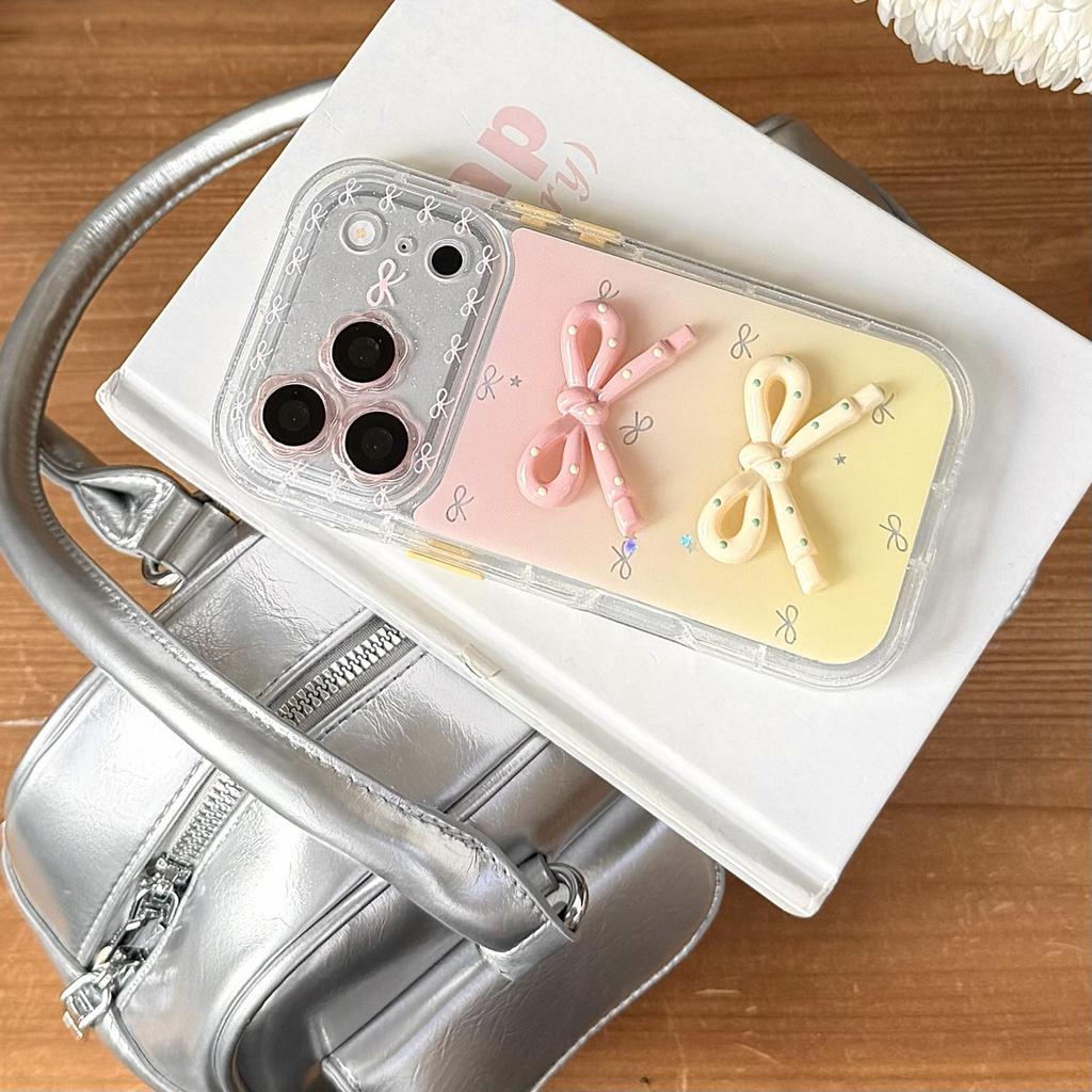 Gradient Bow Drip Glue Floral Case for iPhone 13/14/16 Pro Max/17PR (Female)