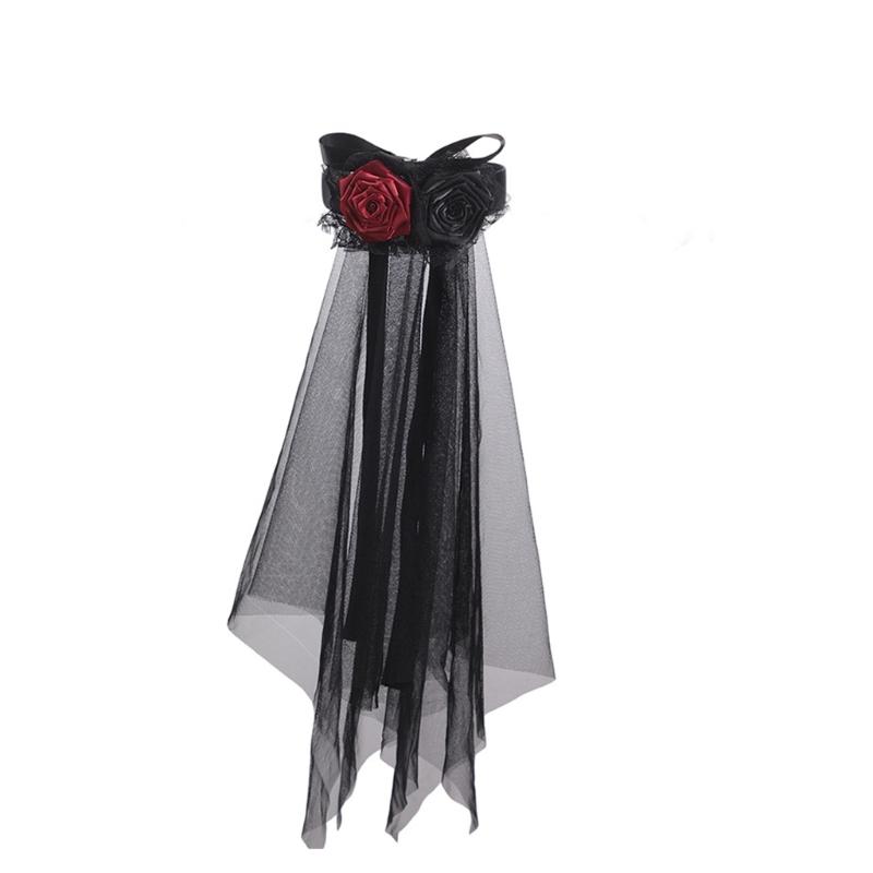 Elegant Black Bows Veil Headpiece For Halloween Parties Costume Accessories Cosplays Headbands Fashion Hair Clip