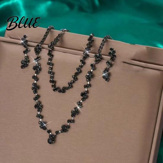 Braut-Halsketten-Ohrring-Set 3 Teile/Set Damenschmuck Strass-Choker
