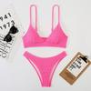 Badeanzug Damen Neckholder Split Dreipunkt einfarbig Spezialstoff Triangel-Bikini-Sets