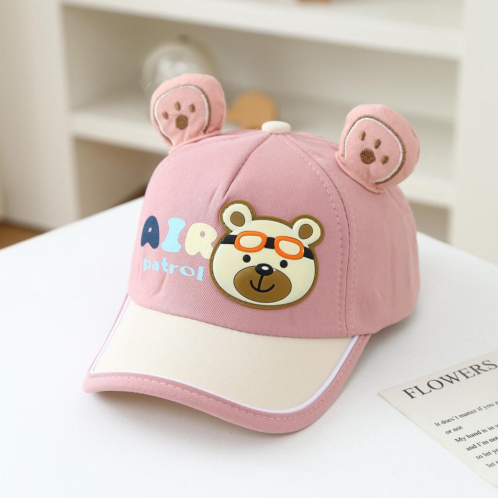 Spring/Summer Kids Baseball Cap with Cute Bear Design - Sun Protection for Boys & Girls