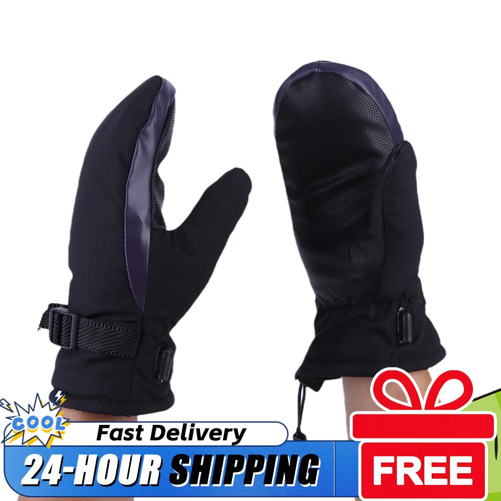 USB Charging Electric Heated Gloves Motorcycle Winter Moto Heated Gloves Warm Waterproof Rechargeable Heating Snowmobile Gloves