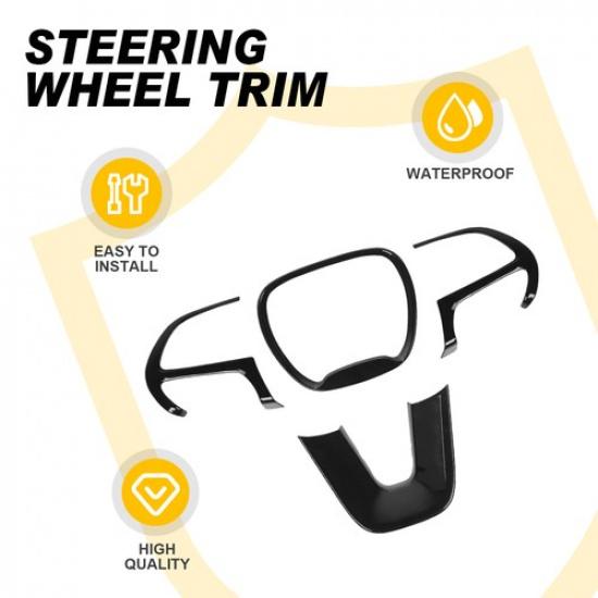 Fit 2014- Dodge Durango ide Steering Wheel Cover Trim Frame Glossy Black