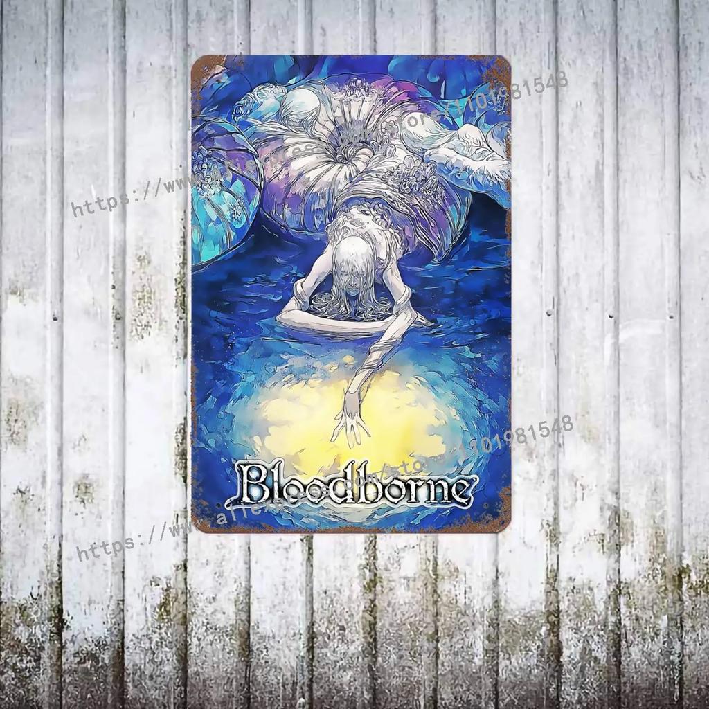 Bloodborne Video Game Metal Decor Poster Vintage Tin Sign Metal Sign Decorative Plaque for Pub Bar Man Cave Club Wall Decoration