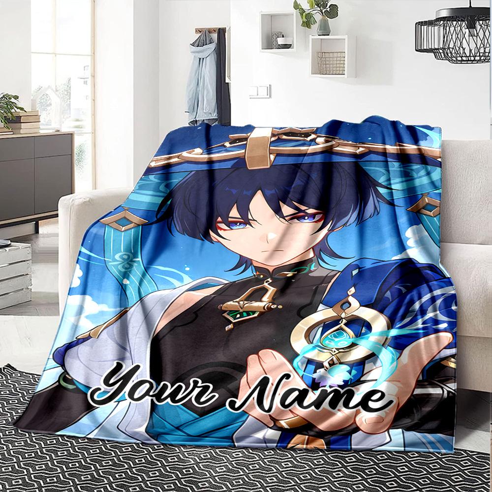 Customizable Genshin Impact9 Throw Blanket – Personalized Name, All-Season Cozy Snug Blanket, Machine Washable, Personalized Blanket