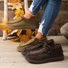 Vintage Khaki Split Suede Low-top Boots Casual Loafers Soft Sole Shoes with Lace-up Genuine Leather Shoes for Women's Autumn