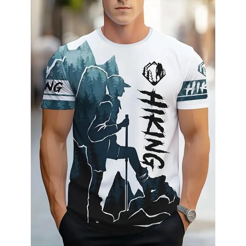 

Мужская футболка с принтом 3D Mountain, летняя, удобная, дышащая, с короткими рукавами, для любителей активного отдыха, мужская футболка большого размера L