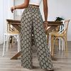High Waist Printed Wide Leg Pants Women's Elastic Waist Casual Pants Bohemian Pants
