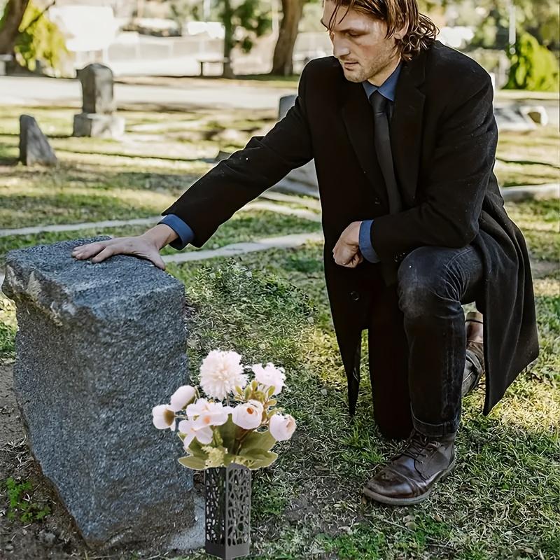 2 Bouquets Simulated Cemetery Flowers 2pcs Burial Ground Baskets White Rose Hydrangea Mixed Artificial Flower