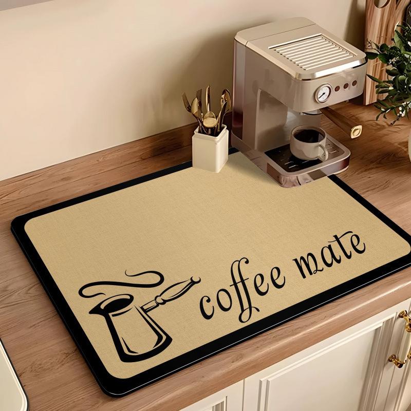 American Retro Coffee Machine Diatom Mud Draining Mat - Kitchen Countertop Heat-Resistant Tableware Drying Pad