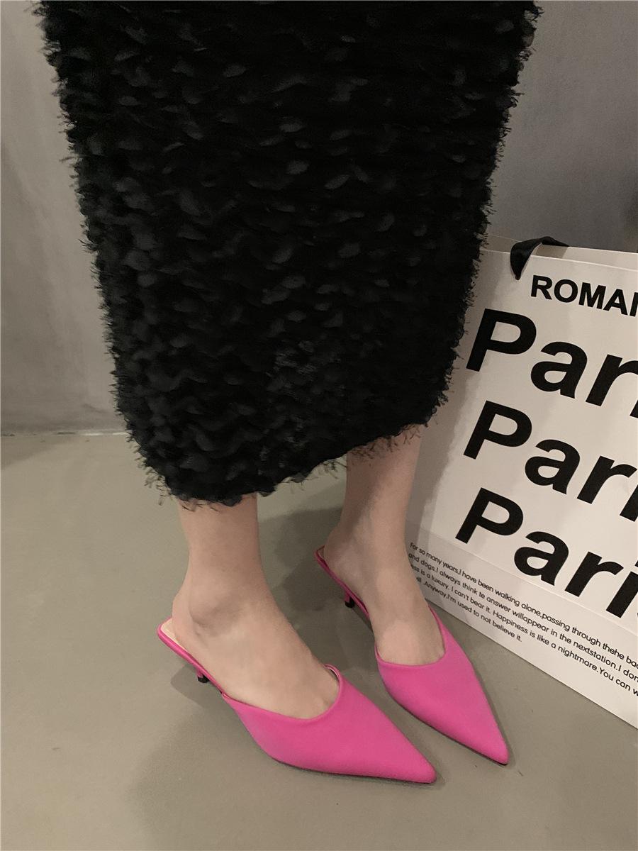 

Вечерний бриз нежные остроносые туфли на высоком каблуке французские ретро-туфли с юбкой-шпилькой босоножки на шпильке весна 2025 40 розы красного