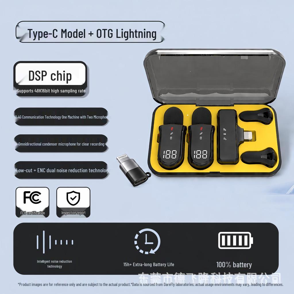 Dual Wireless Lavalier Mic Set with Magnetic Connection, Battery Display, Charging Case, Noise Reduction, Ideal for Live Streaming & Recording