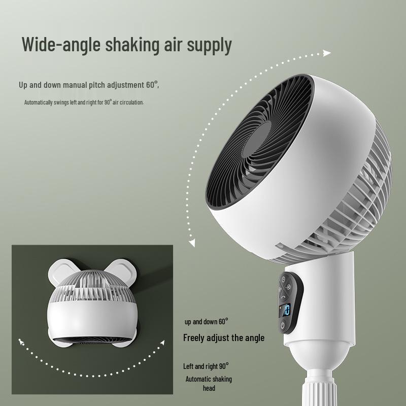 Rechargeable Remote-Controlled USB Air Circulation Floor Fan with Oscillation and Large Air Volume for Home or Office
