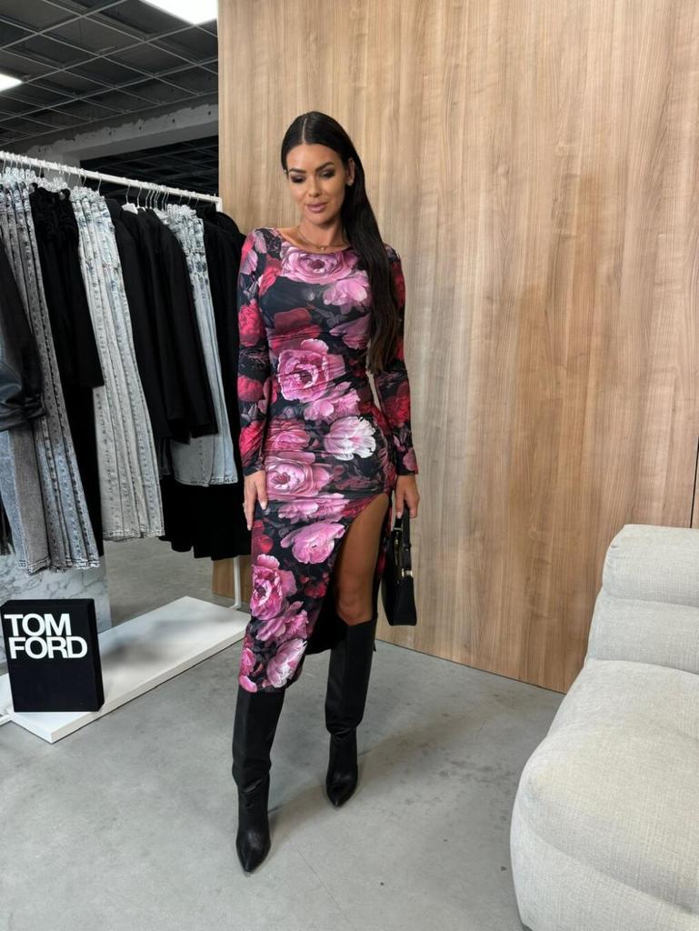 2024 Herbst/Winter Europäisches & Amerikanisches Modekleid mit Seitenschlitz