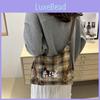 Letters Marn Kieen Cotton Tote Bag Plaid Pattern Soft Structure Travel Work
