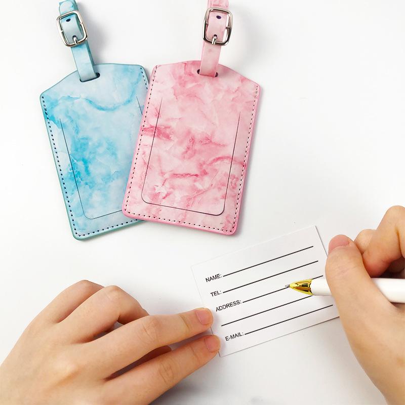Multi-color boarding pass, free card paper pu leather marble pattern can be determined LOGO oil edge luggage tag
