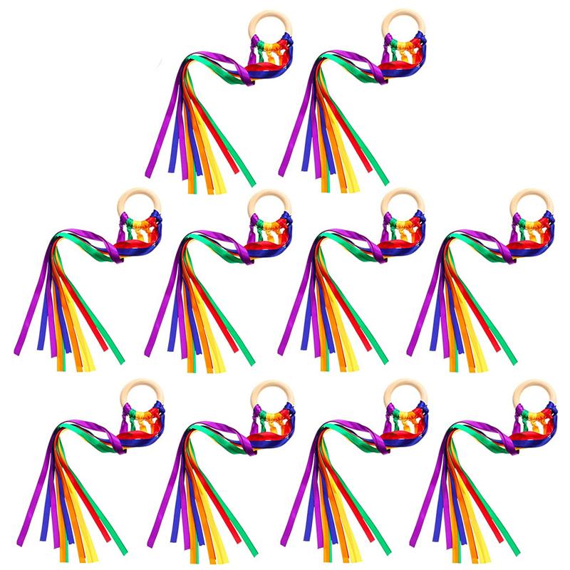 Regenbogen Handdrachen Kreatives Tanzband Streamer Mit Holzring Handgelenk Taktiles Spielzeug Set Kinder Geburtstagsparty Mitgebsel Geschenke