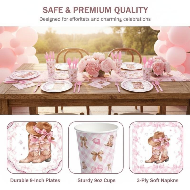 Pink Denim Birthday Party Decoration Tableware Plate Cup Napkin Tablecloth Laqi For Baby Shower