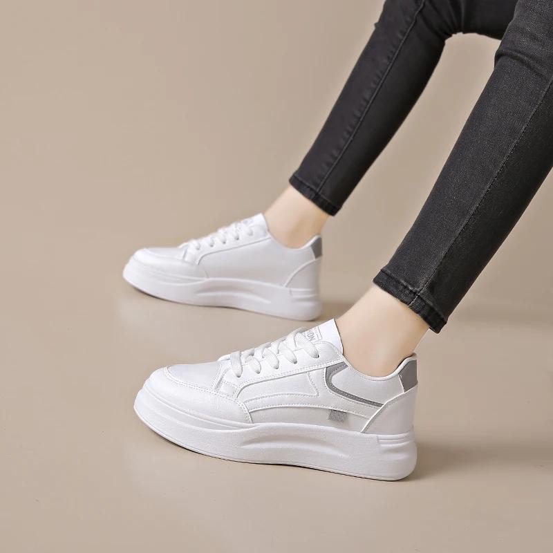 Women's Casual Sports Shoes for Women Lightweight PU Leather Sneakers Platform Womens WhiteTennis Shoes