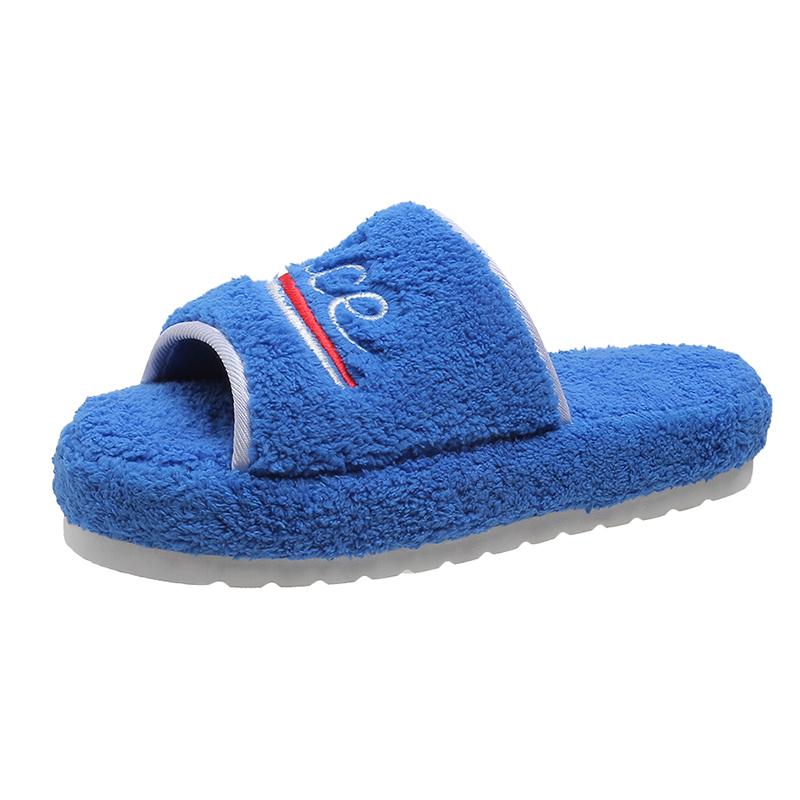 Women Thick Fluffy Faux Fur Slippers Soft Cotton Slippers Fashion Home Bedroom Warm Love Plush Slides Fashion Indoor Floater