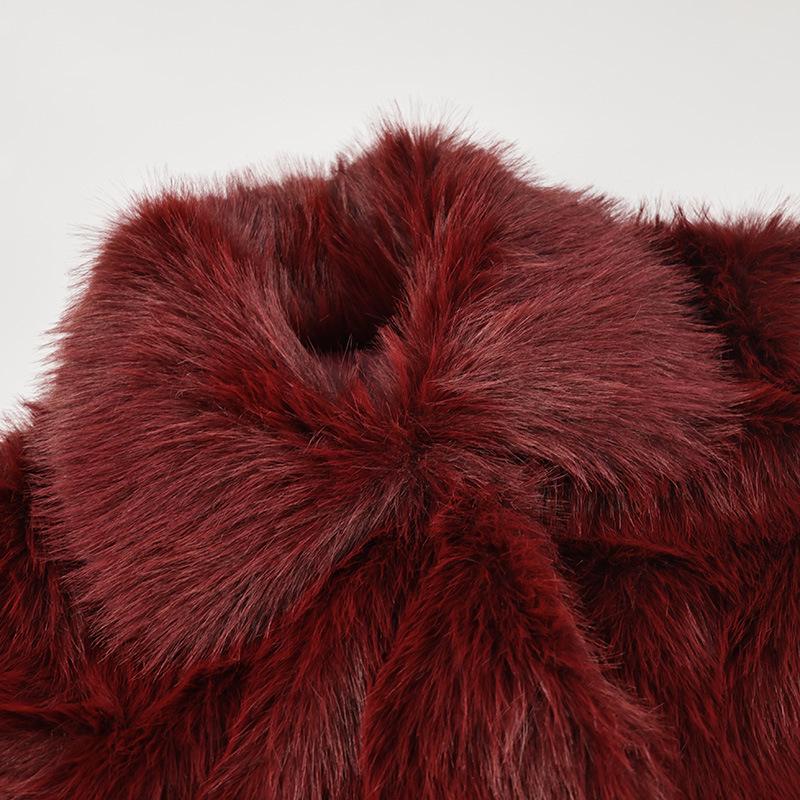 2024 European & American Women's Faux Fox Fur Long Sleeve Coat - Elegant, Fashionable Autumn/Winter Outerwear