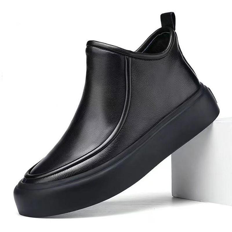 Men's Shoes Spring and Autumn New Martin Boots Medium Top Shoes Business Casual High Top Leather Shoes