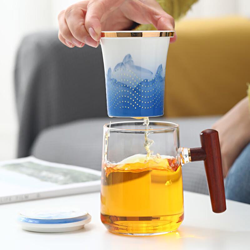 Ceramic Lined Glass Tea Infuser Mug